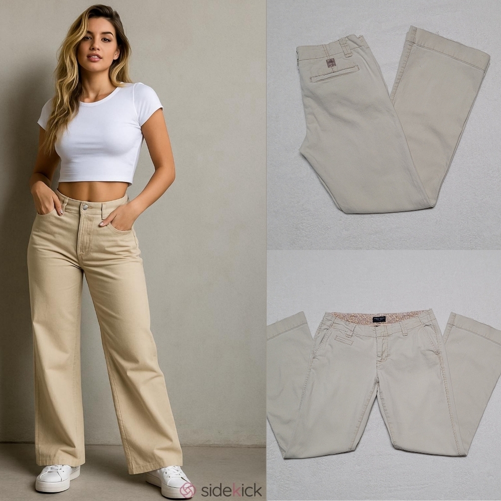 90s Vintage American Eagle Outfitters Stretch Khaki Colored Low Rise Pants 4